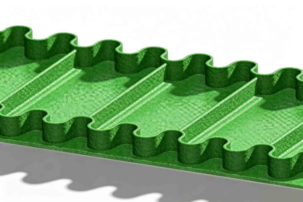 Conveyor belt skirt design for material handling applications
