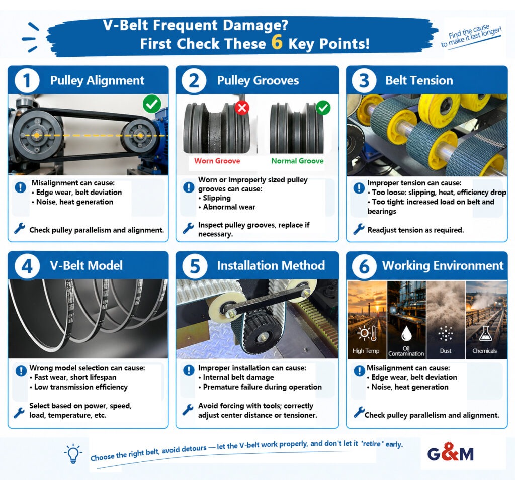 V Belt frequent failure causes and six key checks for industrial belt systems in Australia