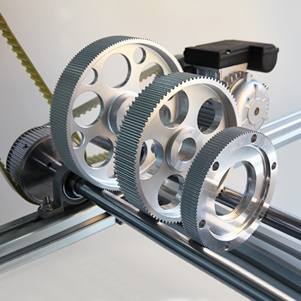 Toothed timing belt pulley for accurate belt engagement and reliable industrial power transmission.